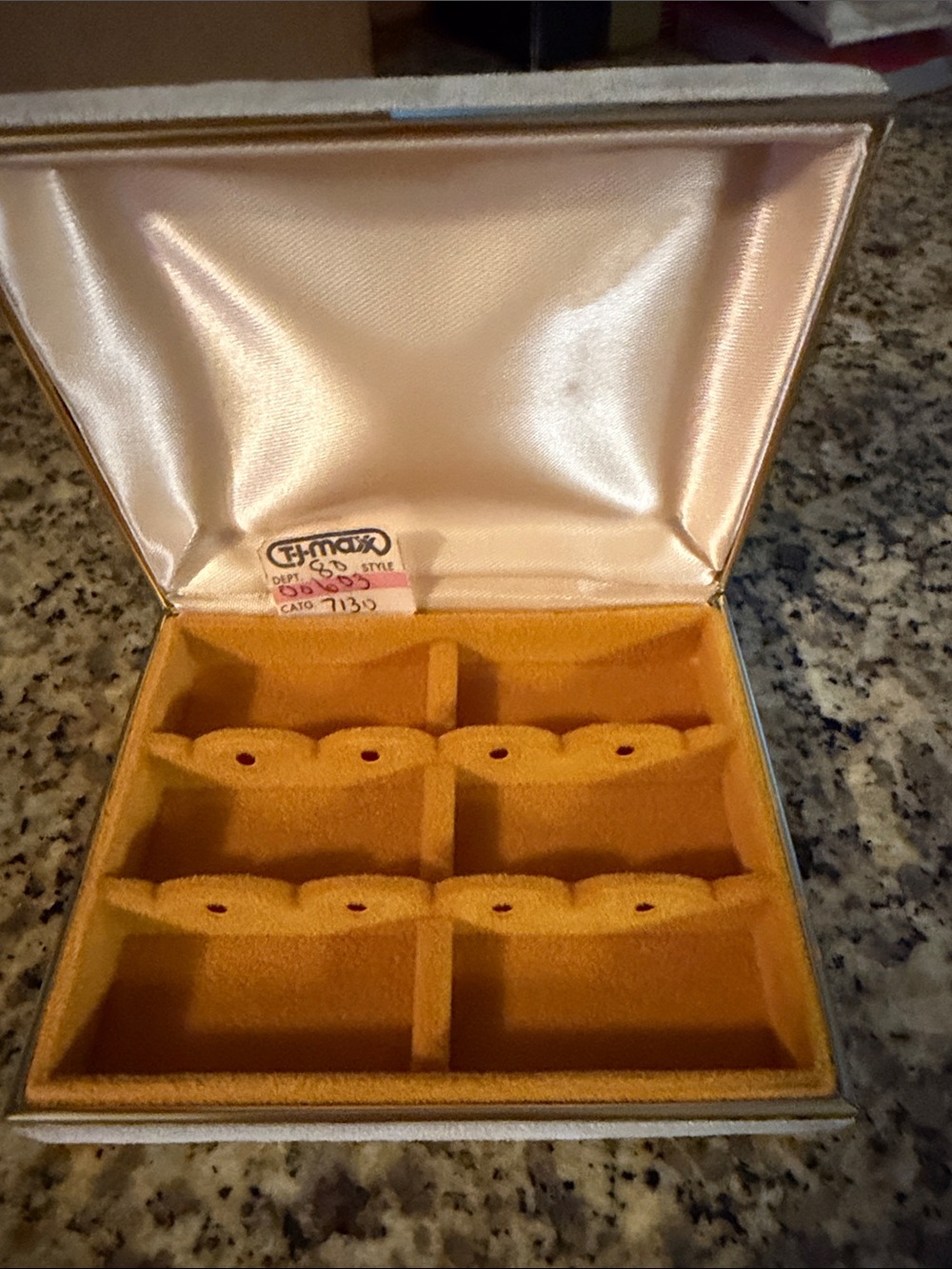 Vintage Jewelry Display Case in Mustard Yellow Velvet